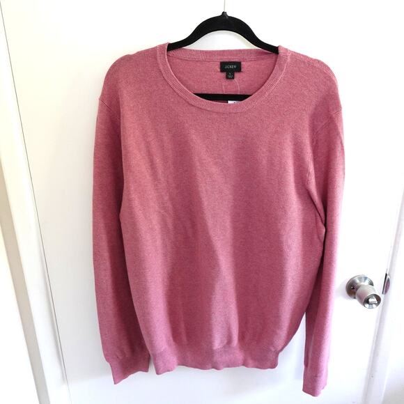 NWT J Crew Men's Cotton Crewneck Sweater in Garter Stitch Size L Pink Casual - Picture 1 of 10